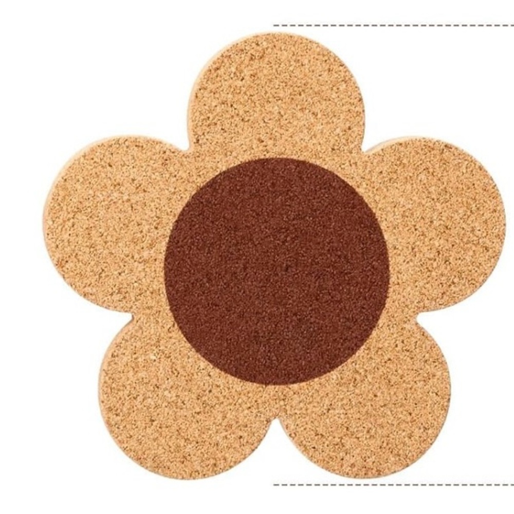 Set of 2 Flower Shaped Cork Coaster